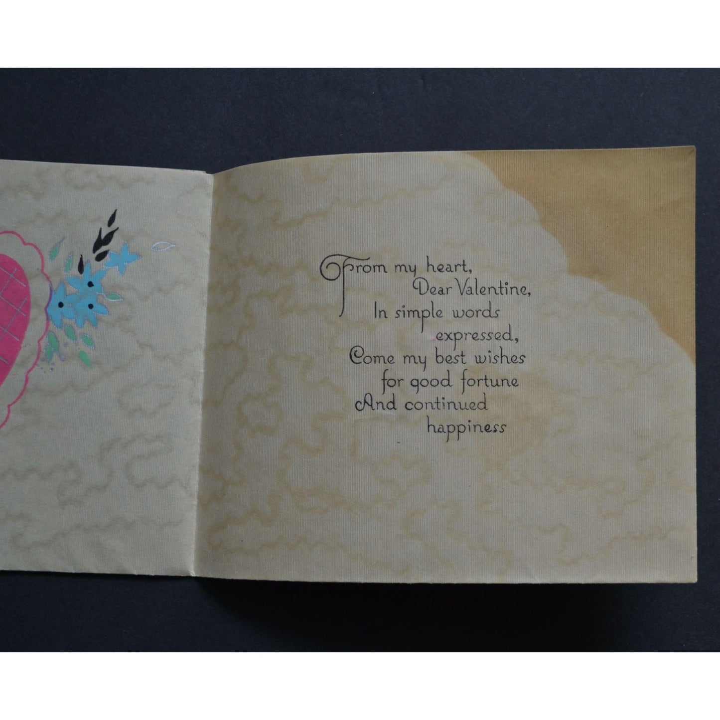 Vintage Valentine Card Greetings Metallic Foiled Woman in Dress