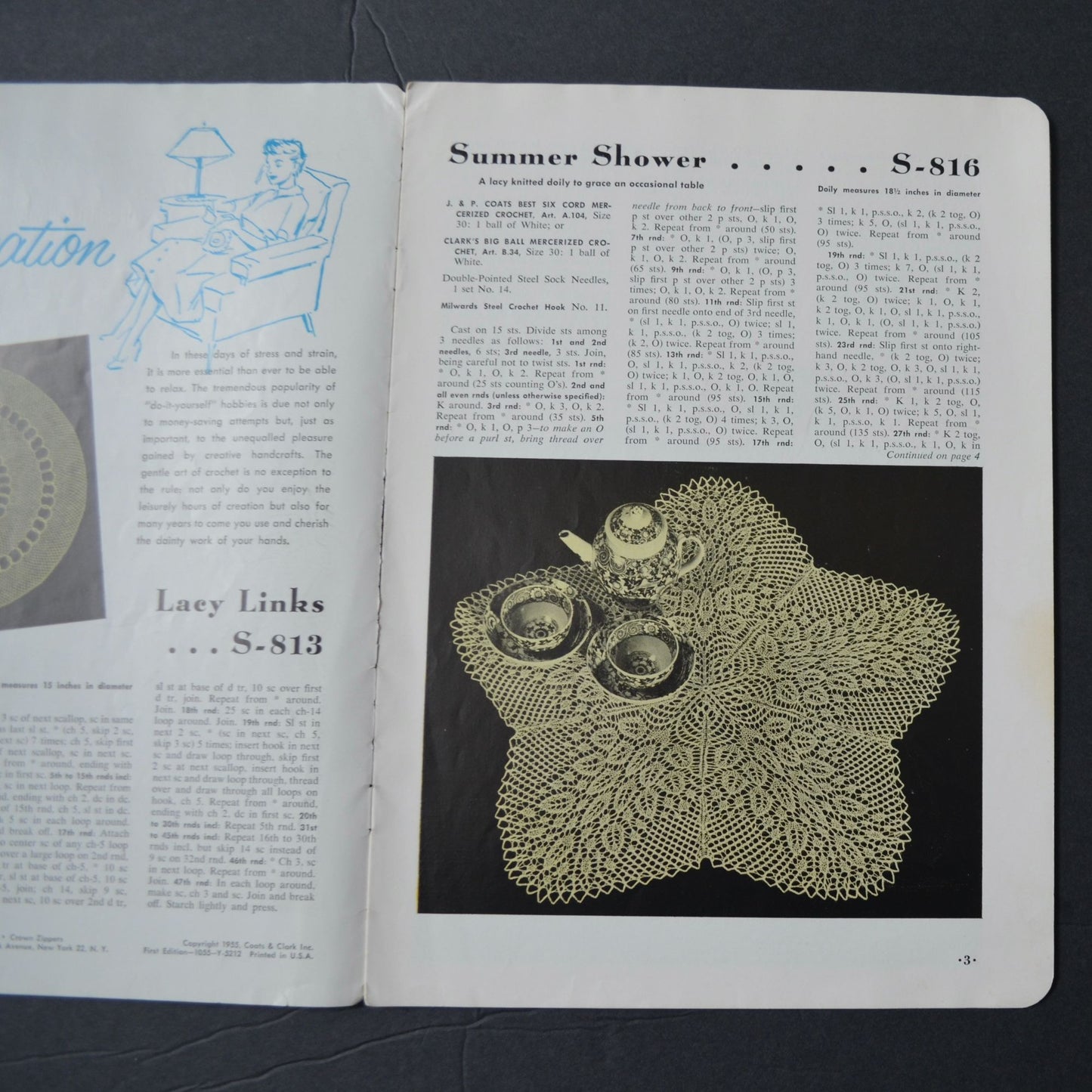 Coats & Clarks 1955 Doilies Book No. 319 Decorative Patterns