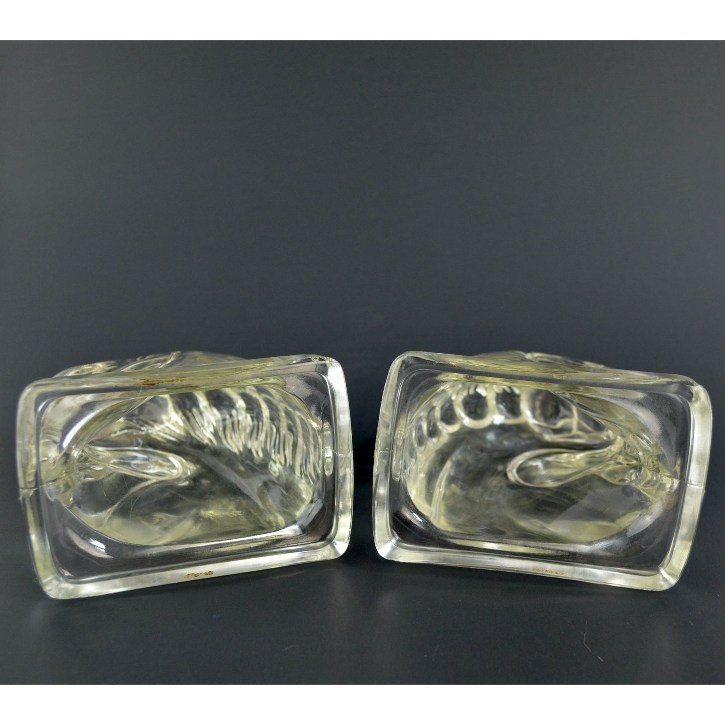 Federal Glass MCM Vintage Art Deco Horse Head Bookends Pair of 2