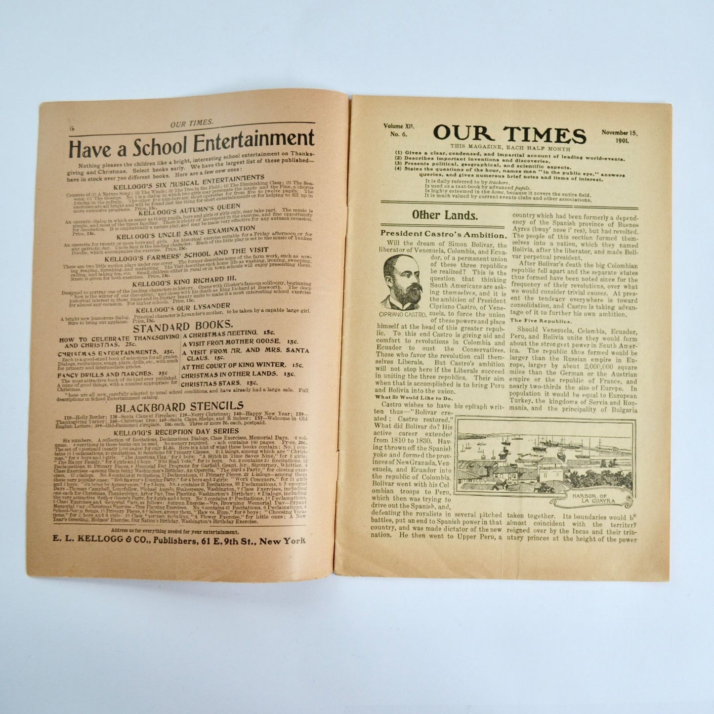 November 15 1901 Our Times Magazine Antique