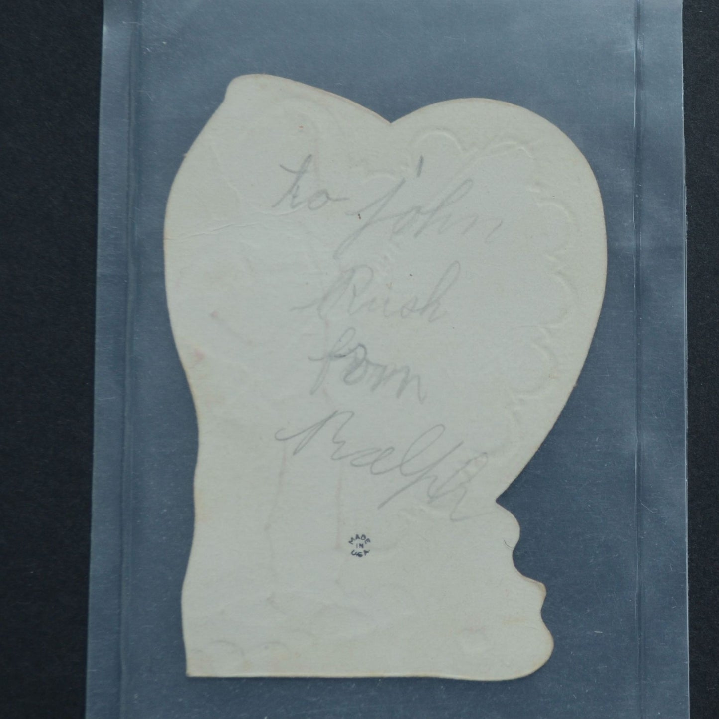 Vintage Valentine Card Boy Fishing Hook and Line