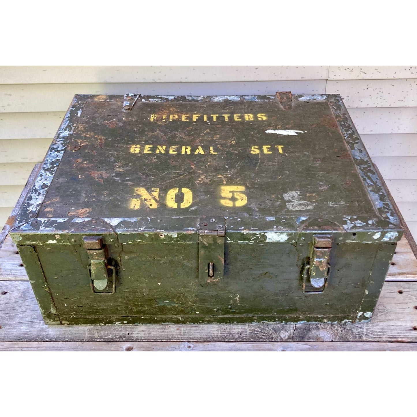 Vintage Pipefitters General Set No. 5 Trunk Box OD Green US Army Military