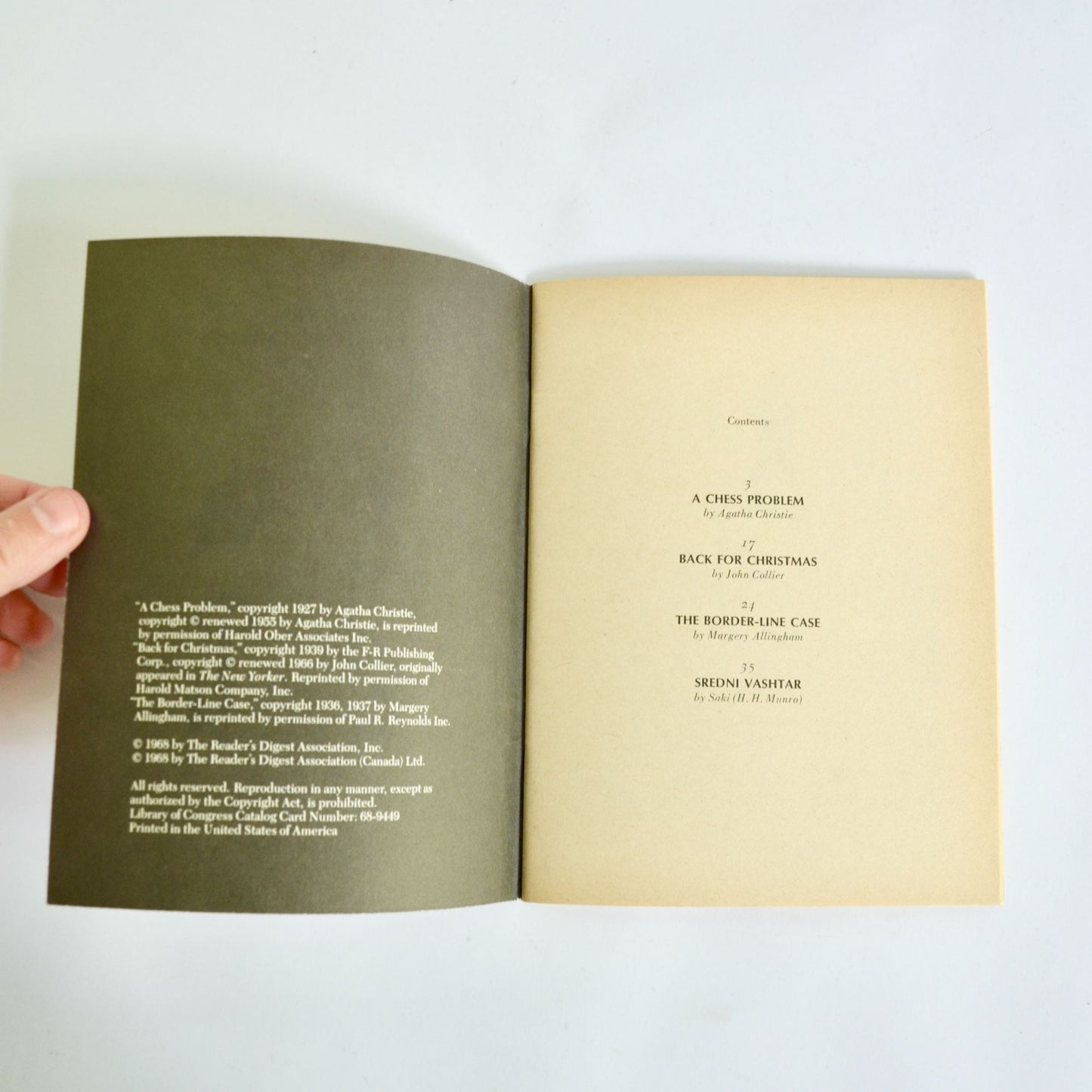 Reader's Digest Modern Short Story Classics of Suspense Booklet Book