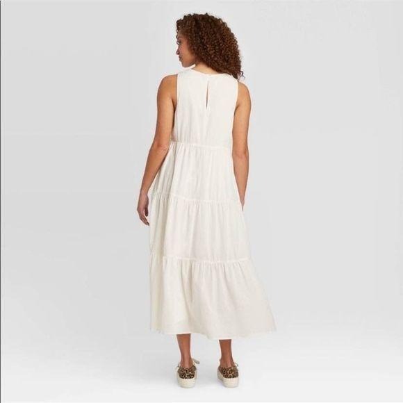 NEW A New Day Cream White Tiered Midi Dress Small