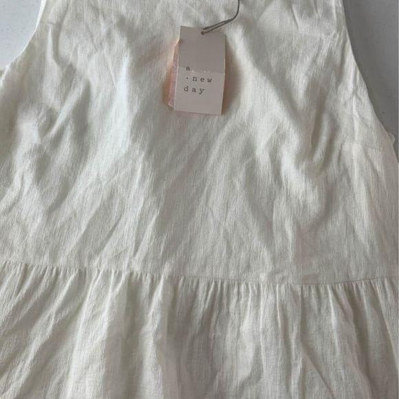 NEW A New Day Cream White Tiered Midi Dress Small