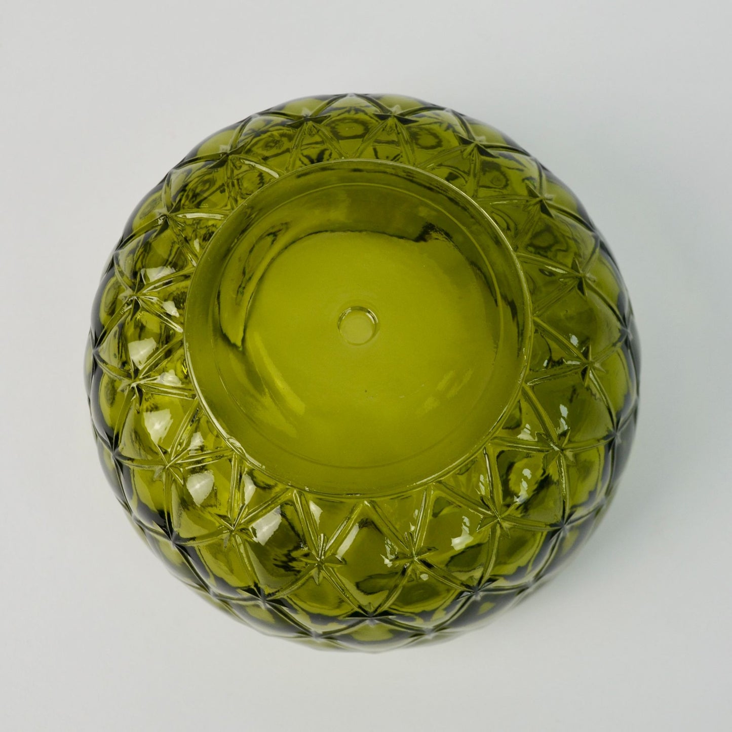 Indiana Glass Green Quilted Diamond Fluted Candy Dish Bowl