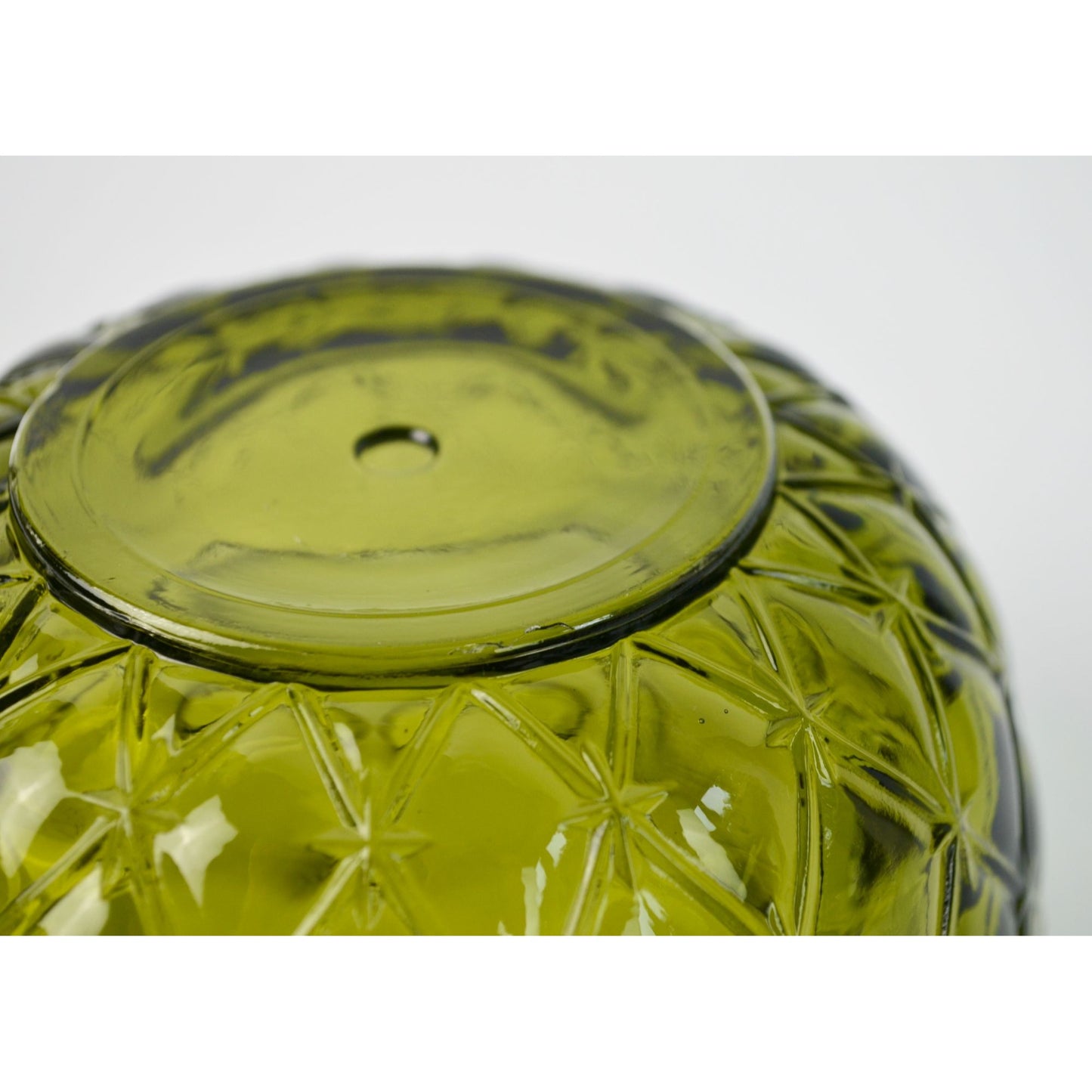 Indiana Glass Green Quilted Diamond Fluted Candy Dish Bowl