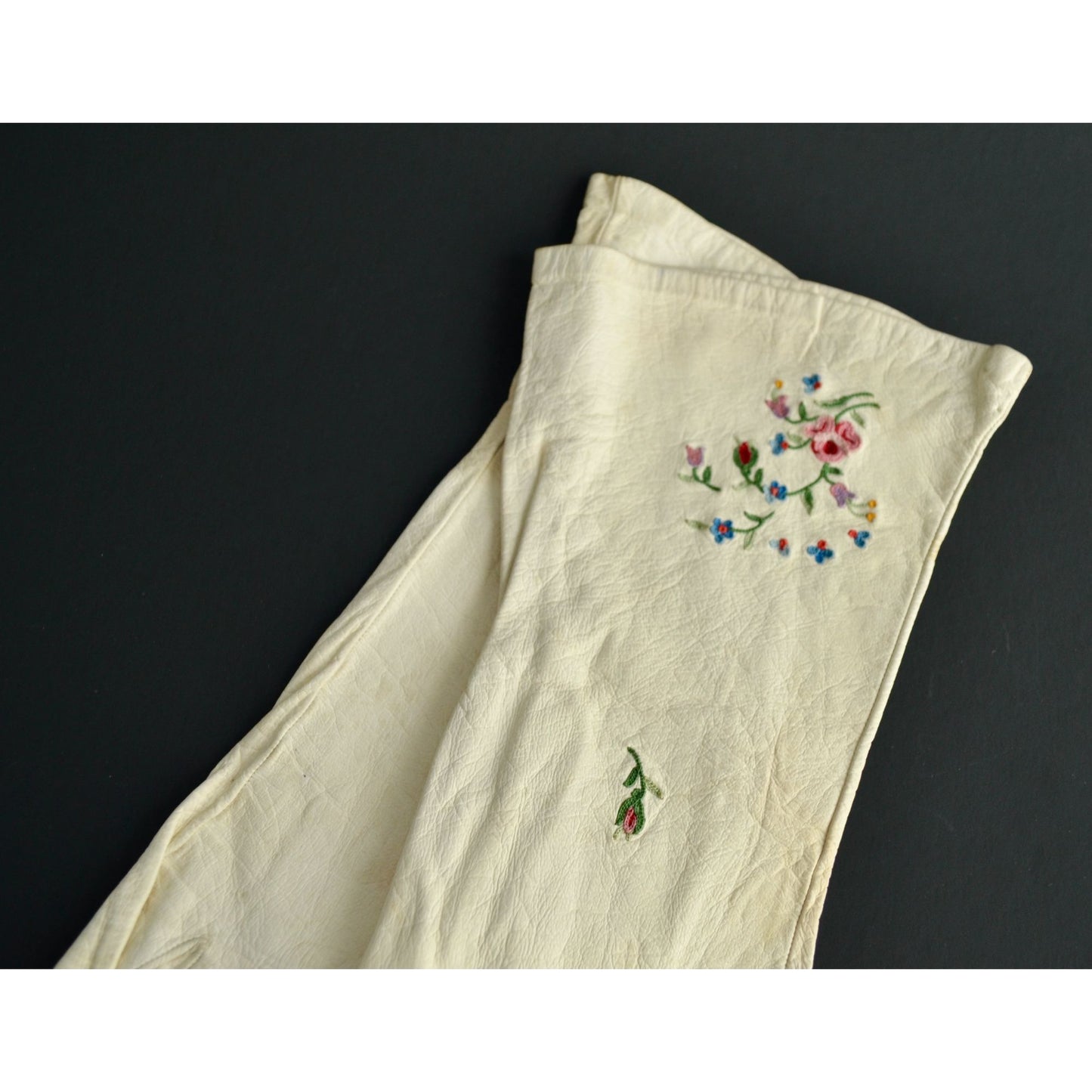 Denise Francelle Paris Leather Embroidered Floral Gloves