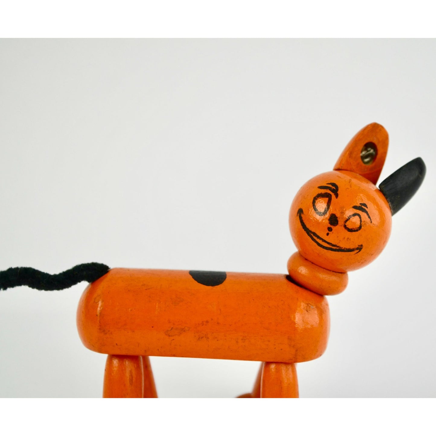 Little Orphan Annie Articulating Orange Wooden Dog Toy Vintage