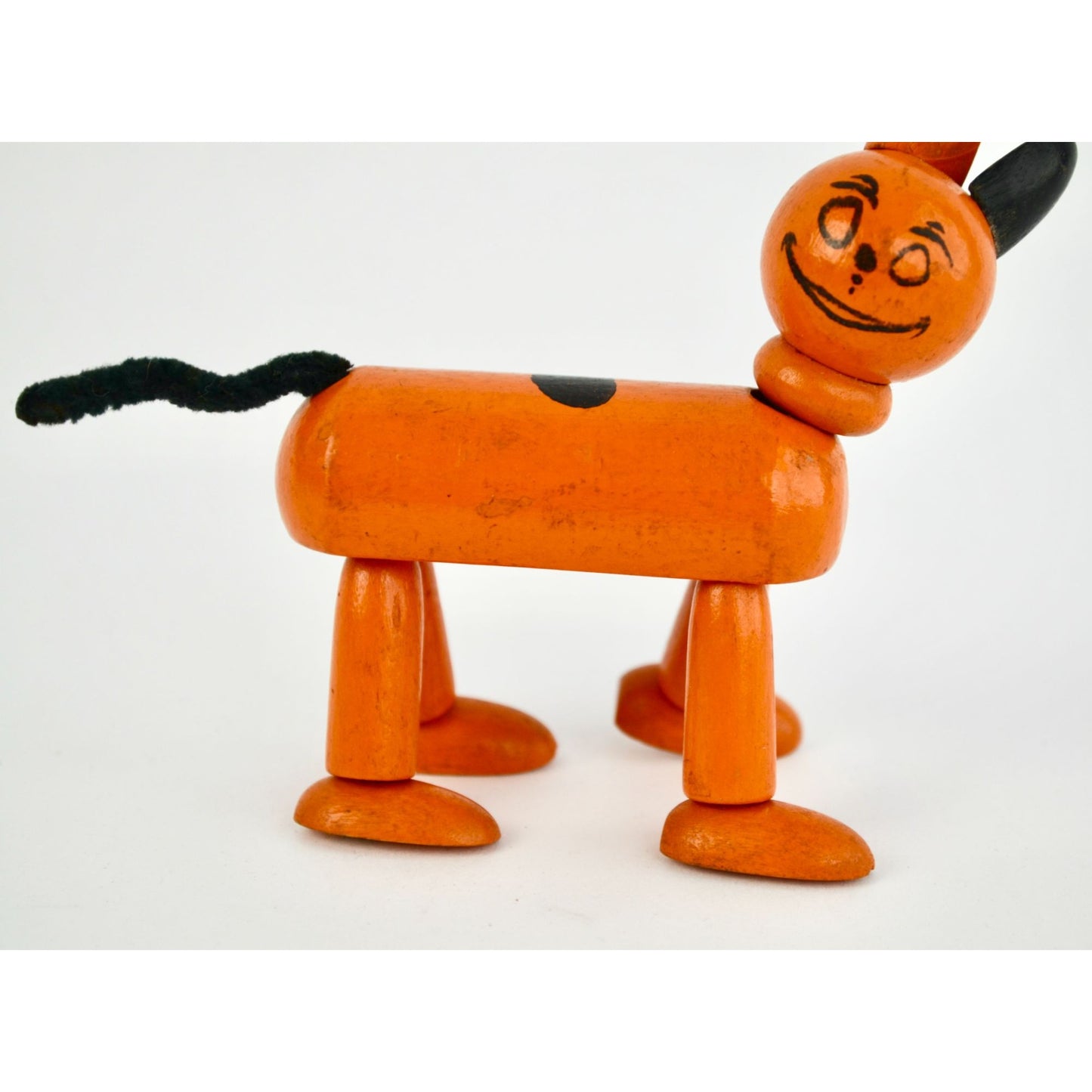 Little Orphan Annie Articulating Orange Wooden Dog Toy Vintage