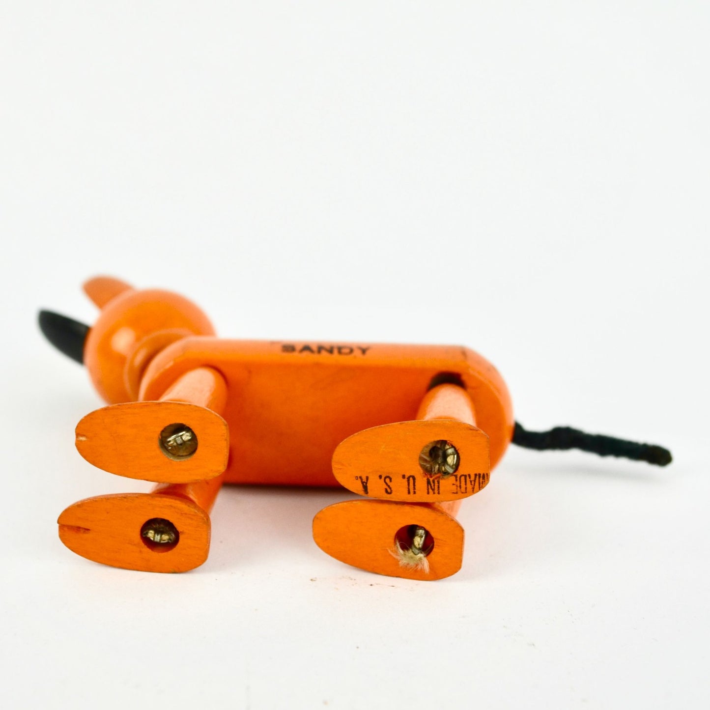 Little Orphan Annie Articulating Orange Wooden Dog Toy Vintage