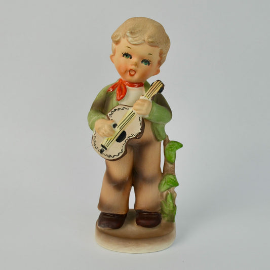 Enesco Japan Boy Playing Guitar Singing 8.5"