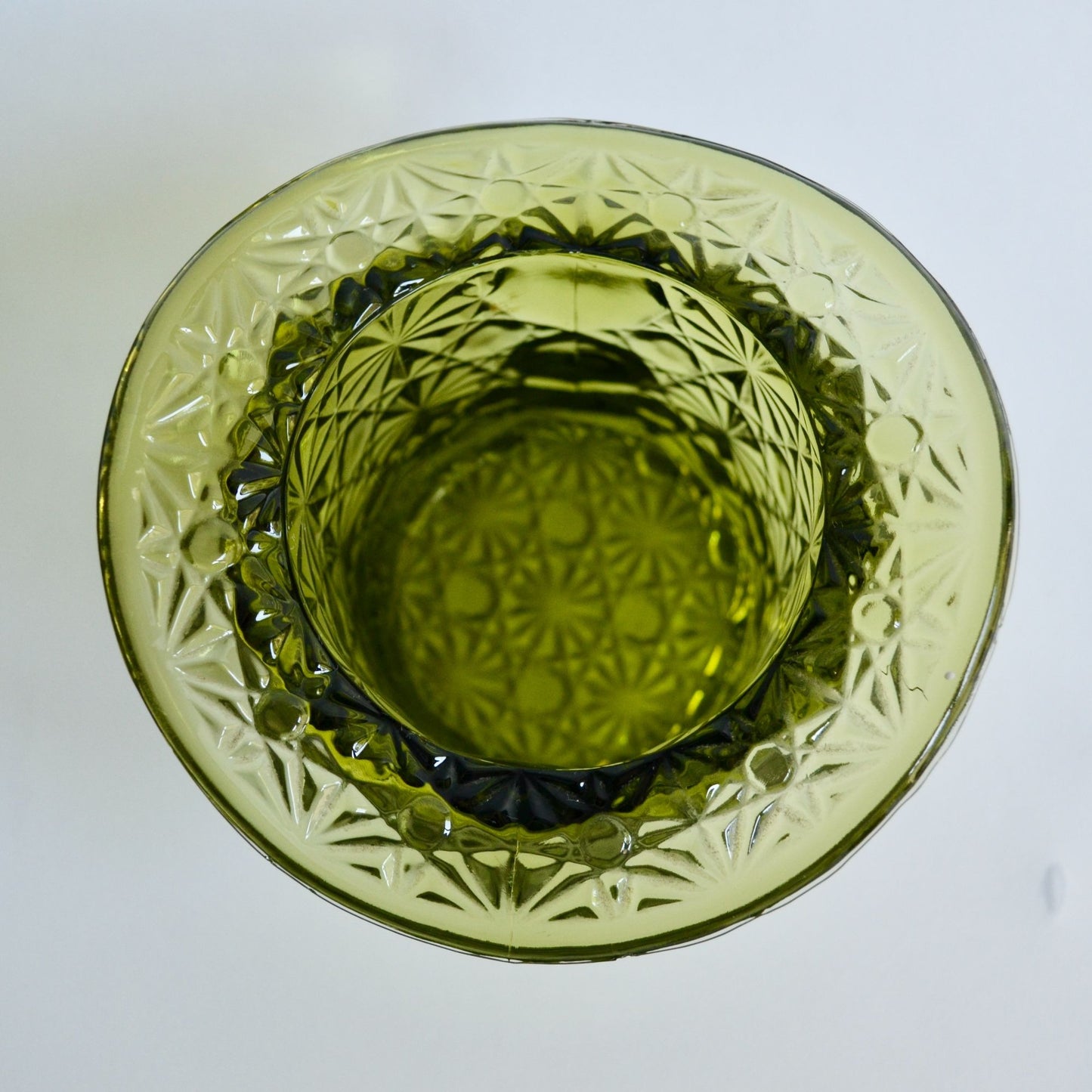Fenton Green Top Hat Daisy & Button Glass Candy Trinket Dish