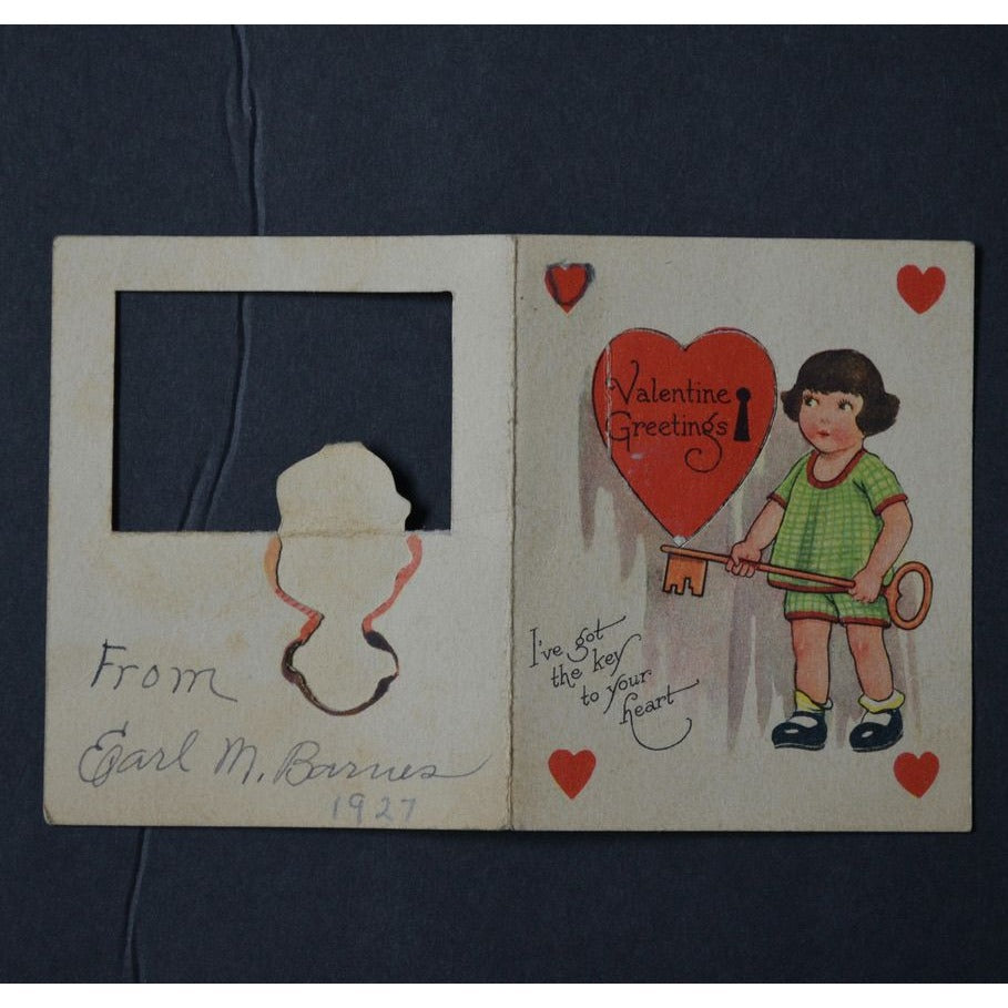 Valentine Greetings Key To Your Heart Card DAMAGED