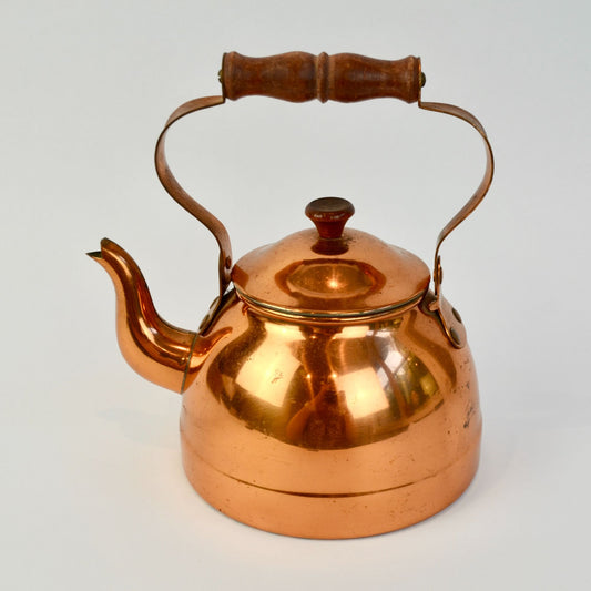 ODI Portugal Copper Teapot Wooden Handle Vintage