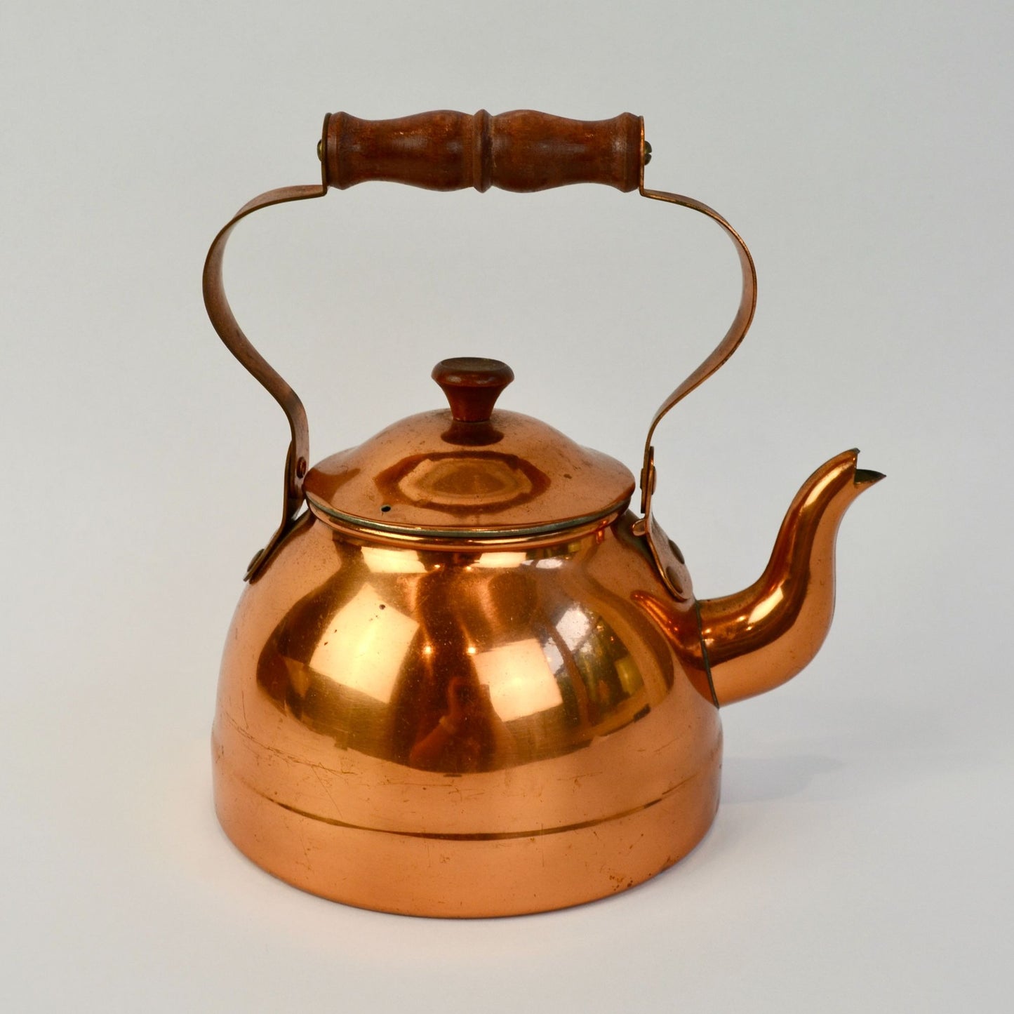 ODI Portugal Copper Teapot Wooden Handle Vintage