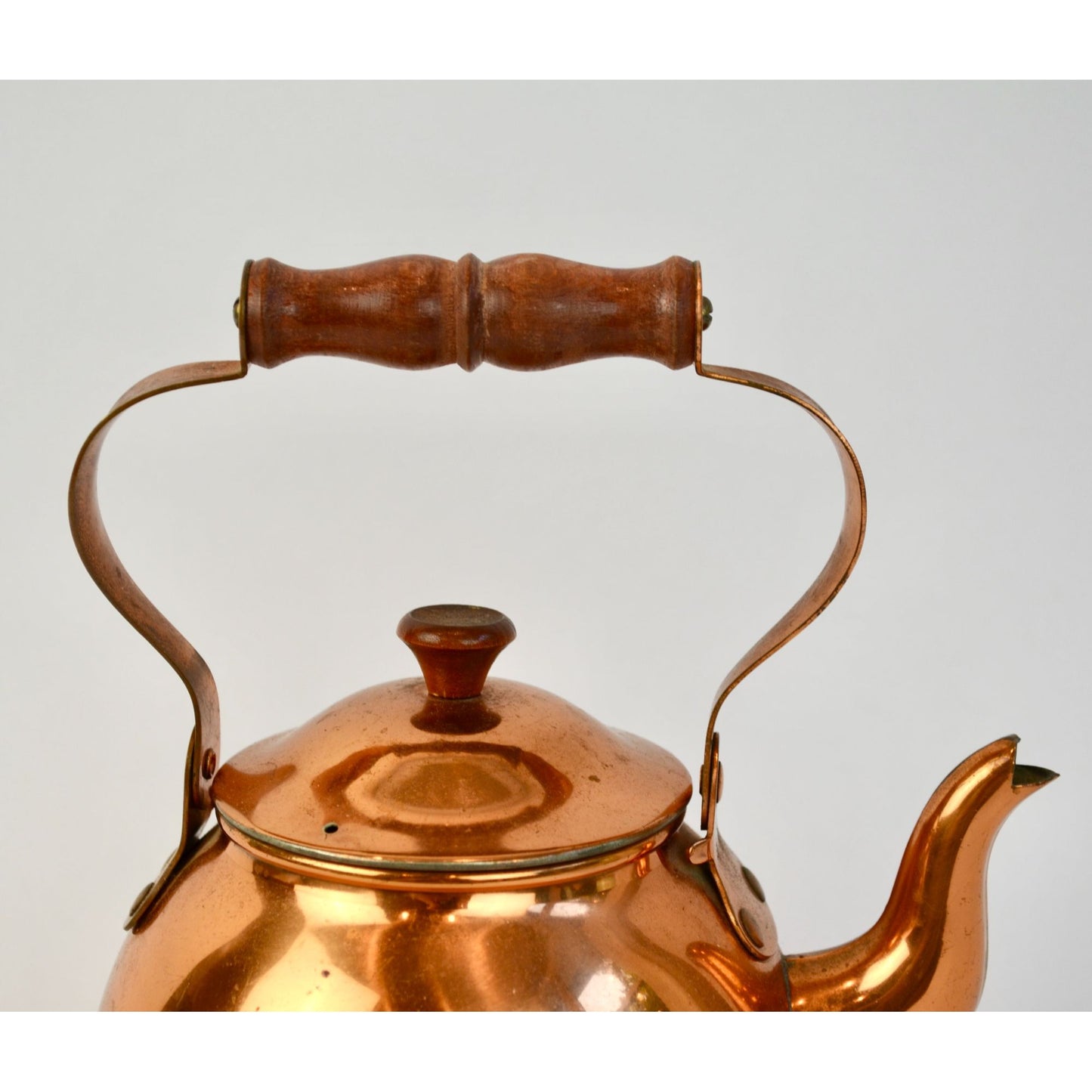 ODI Portugal Copper Teapot Wooden Handle Vintage