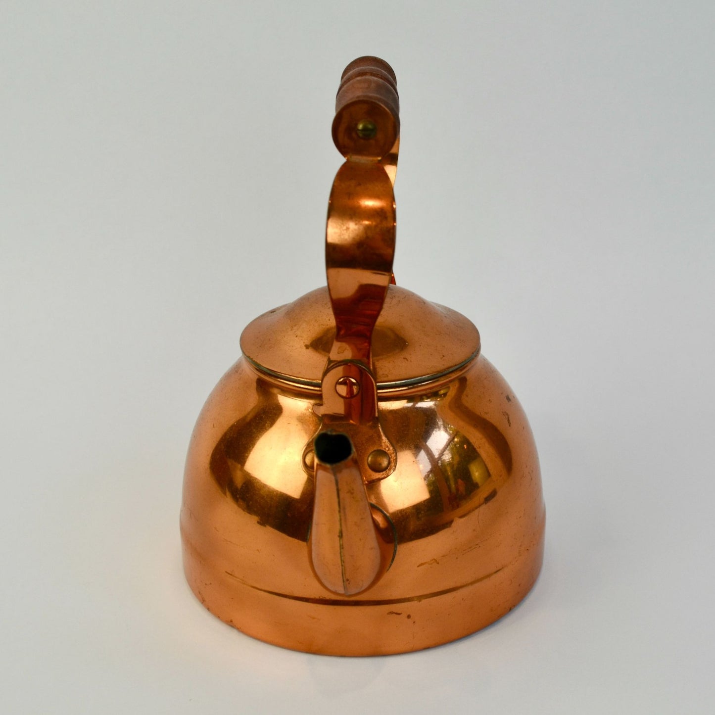 ODI Portugal Copper Teapot Wooden Handle Vintage