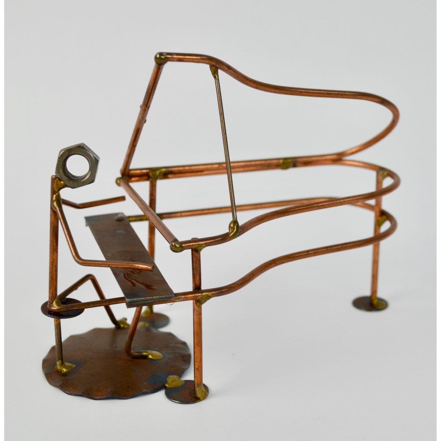 Handcrafted Rock Creek Metal Craft Folk Art Grand Piano Sculpture Musician