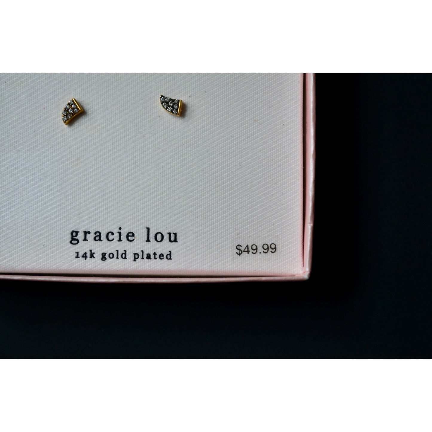 Gracie Lou 14k Gold Plated Tiger Tooth Horn CZ Lucky Earrings New