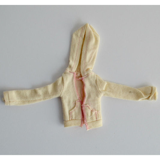 Mattel Barbie Cream White Open Front Hoodie Pink Thread