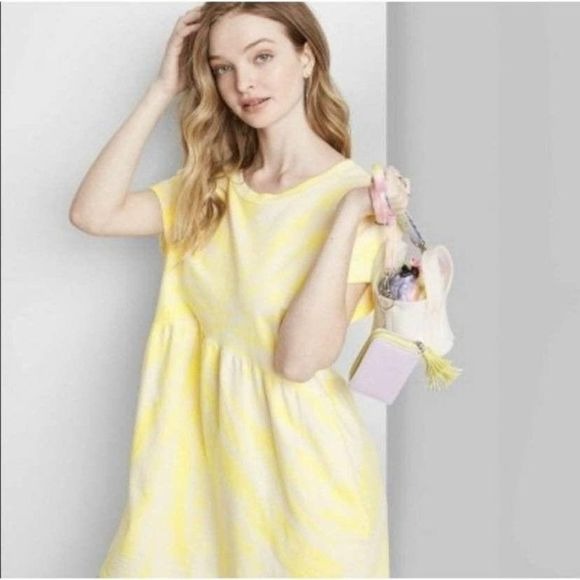 NEW Wild Fable Yellow Tie-Dye BabyDoll Dress