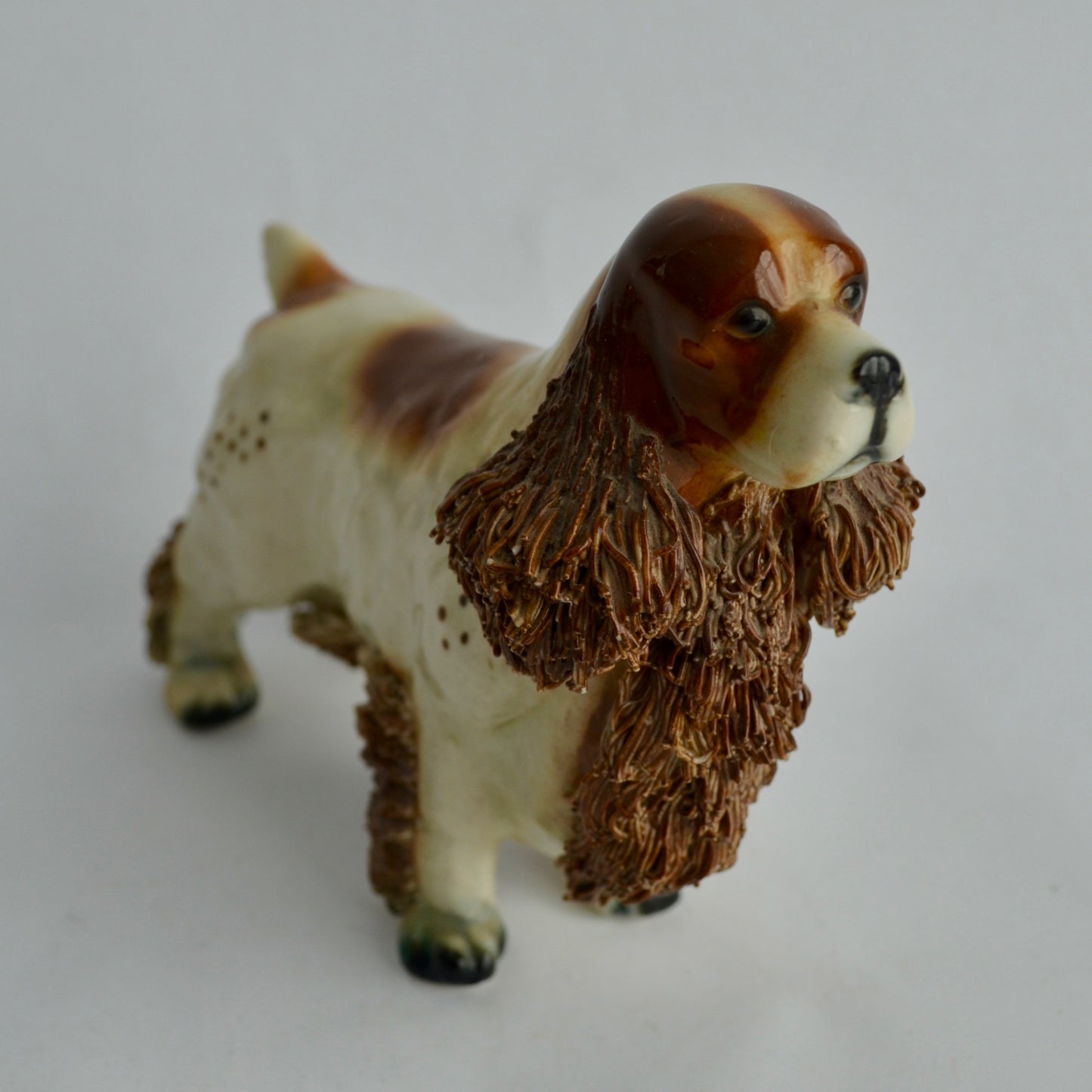 Vintage Springer Spaniel Brown White Spaghetti Porcelain Figurine