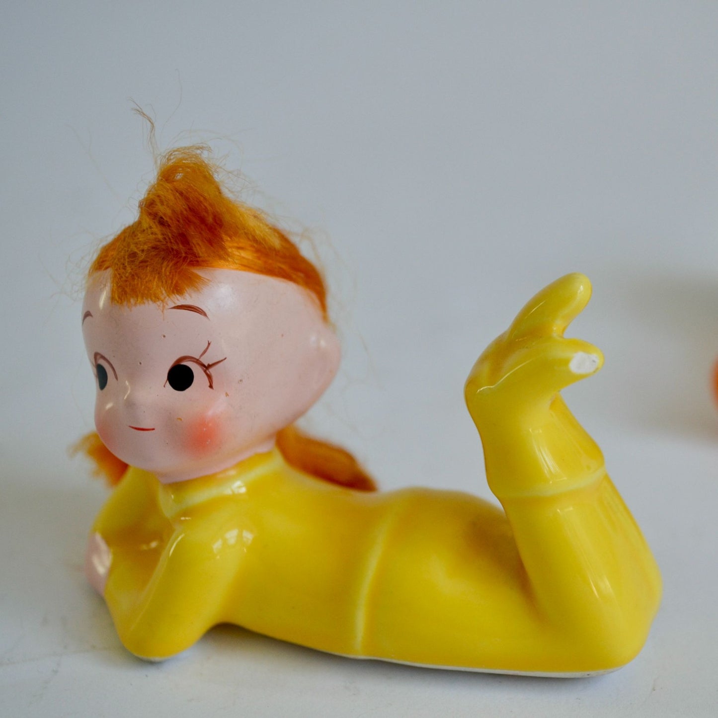 Vintage Pixie Elf Elves Set of 2 Hair Orange Yellow Figurines