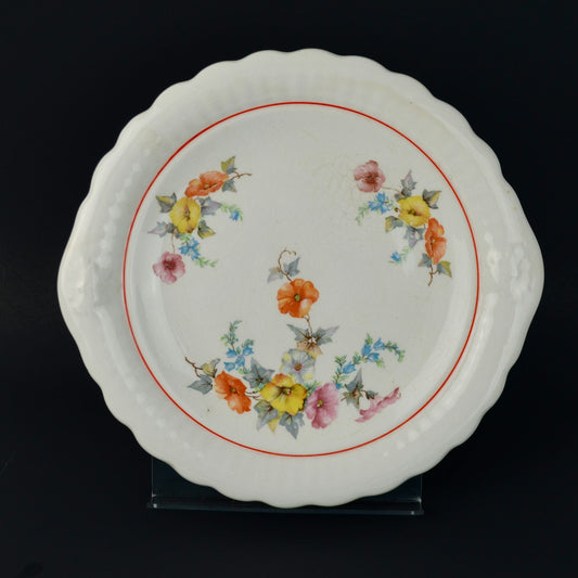 Unmarked Vintage Large Floral Serving Platter Ceramic