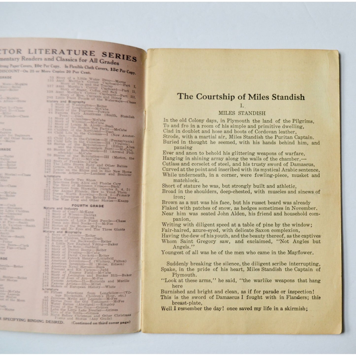 The Courtship of Miles Standish Longfellow Instructor Literature Series Antique Booklet