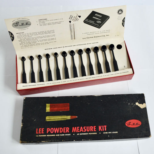 Vintage Lee Powder Measure Kit Black Powder Measures & Slide Chart Muzzleloading