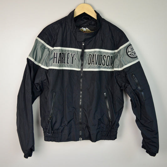 Harley Davidson Racing Vintage 90s Black Nylon Jacket Screaming Eagle