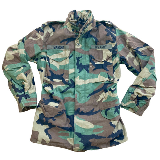 US Army Cold Weather Field Jacket Small-Long Woodland Camo Coat M65 Camouflage