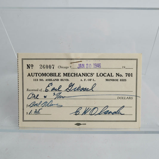1945 1946 Automobile Mechanics' Local # 701 Receipts Lot of 3