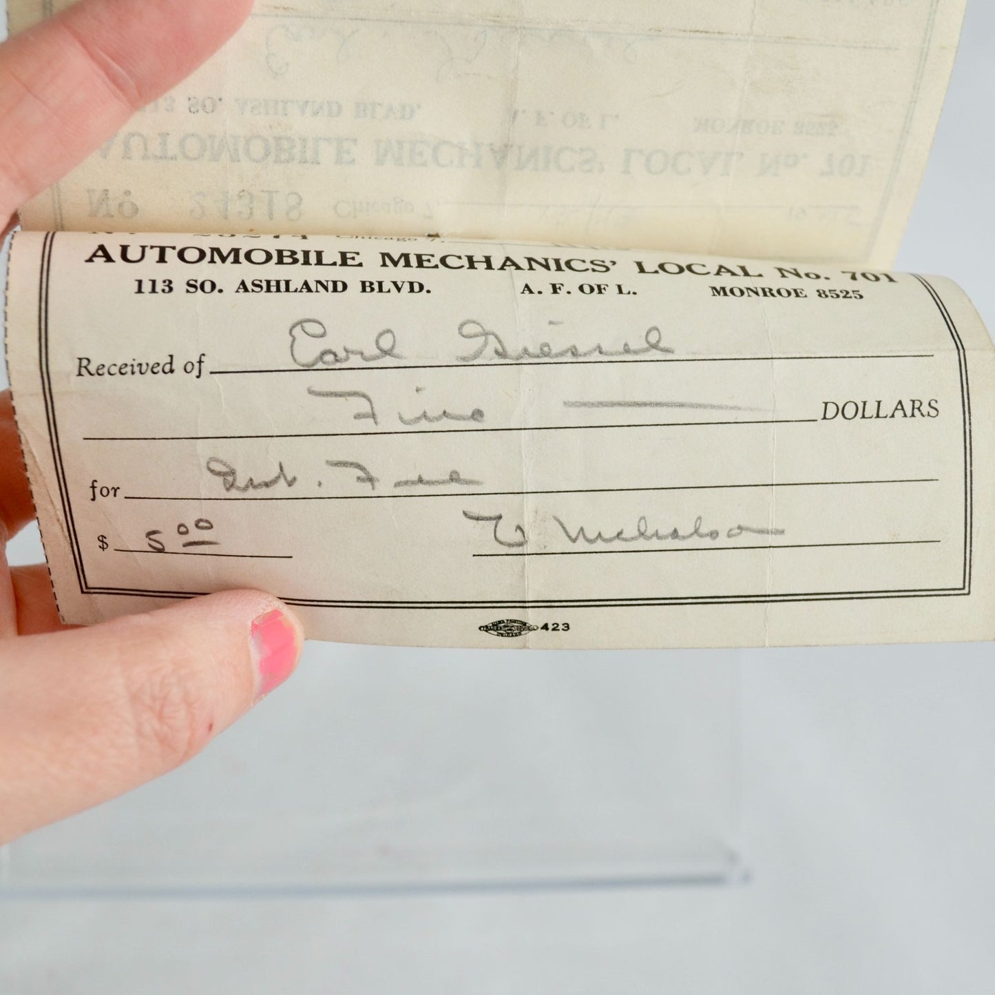 1945 1946 Automobile Mechanics' Local # 701 Receipts Lot of 3