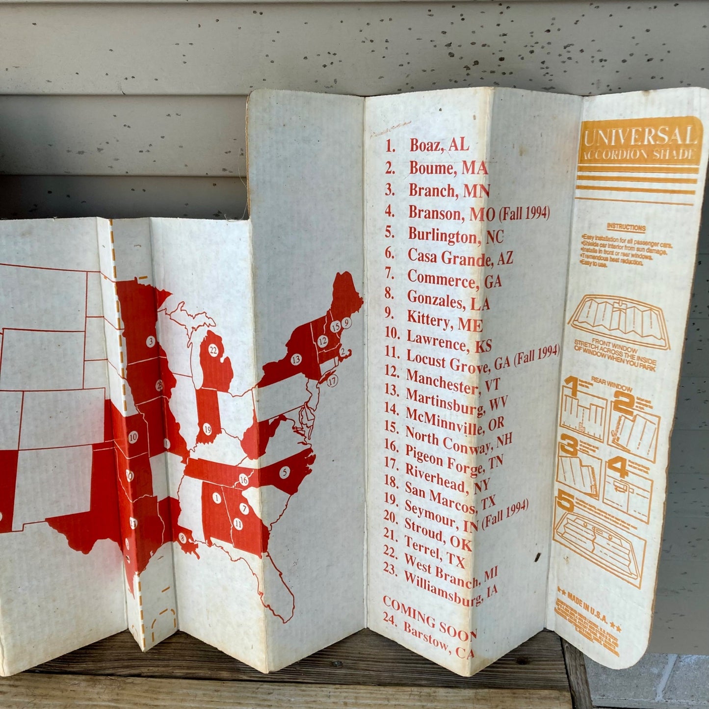 Vintage Tanger Factory Outlet Centers Car Windshield Sun Shade Foldable 1990's