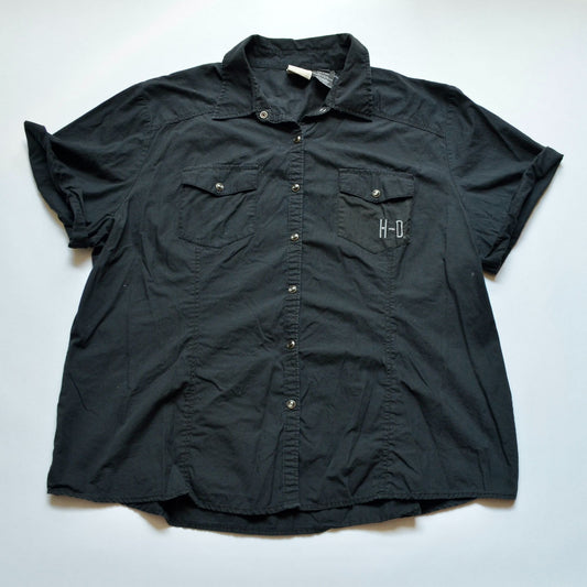 Harley Davidson Women's Black Pearl Button Down Short Sleeve Shirt 2W