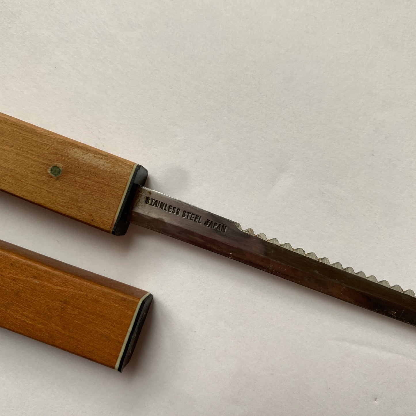 Vintage Floating Fish Knife Stainless Steel Japan Wood Case