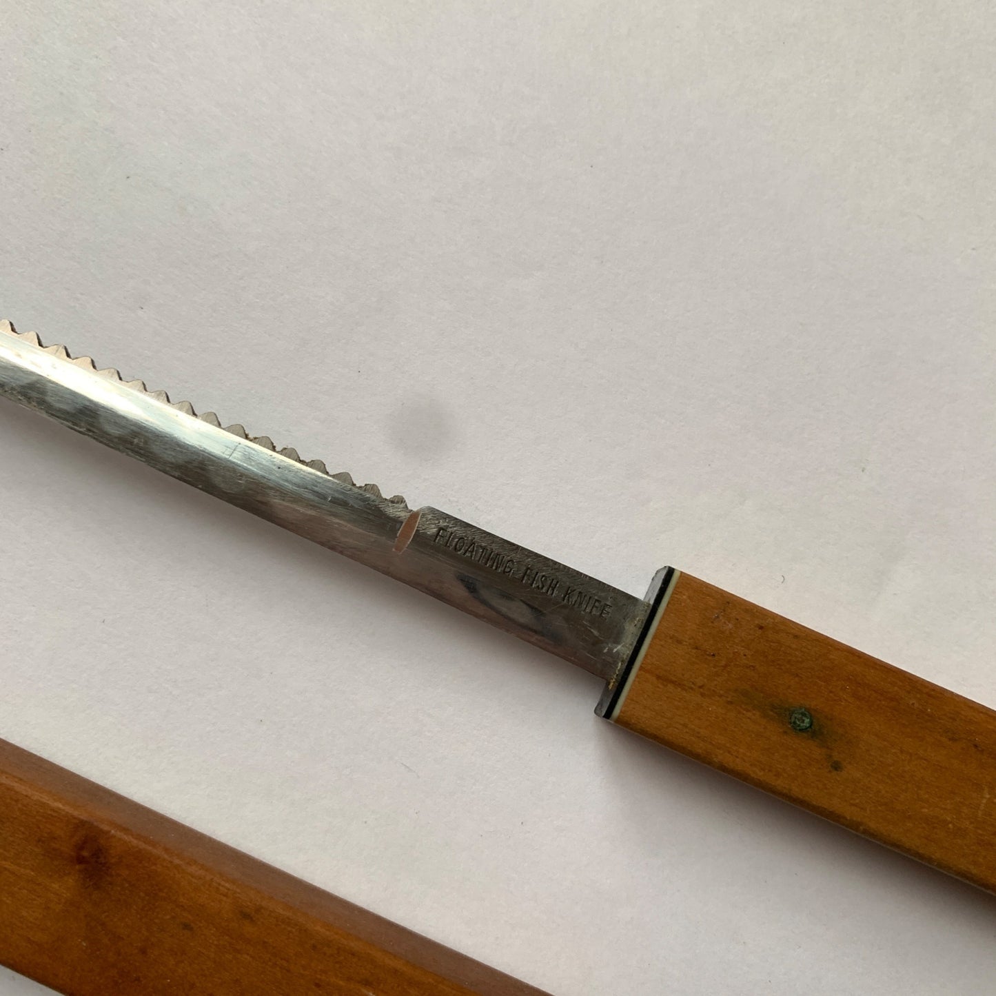 Vintage Floating Fish Knife Stainless Steel Japan Wood Case