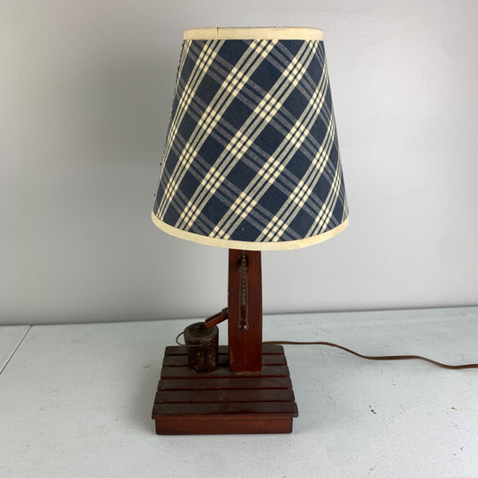 Vintage Wooden Wishing Well Table Lamp with Shade