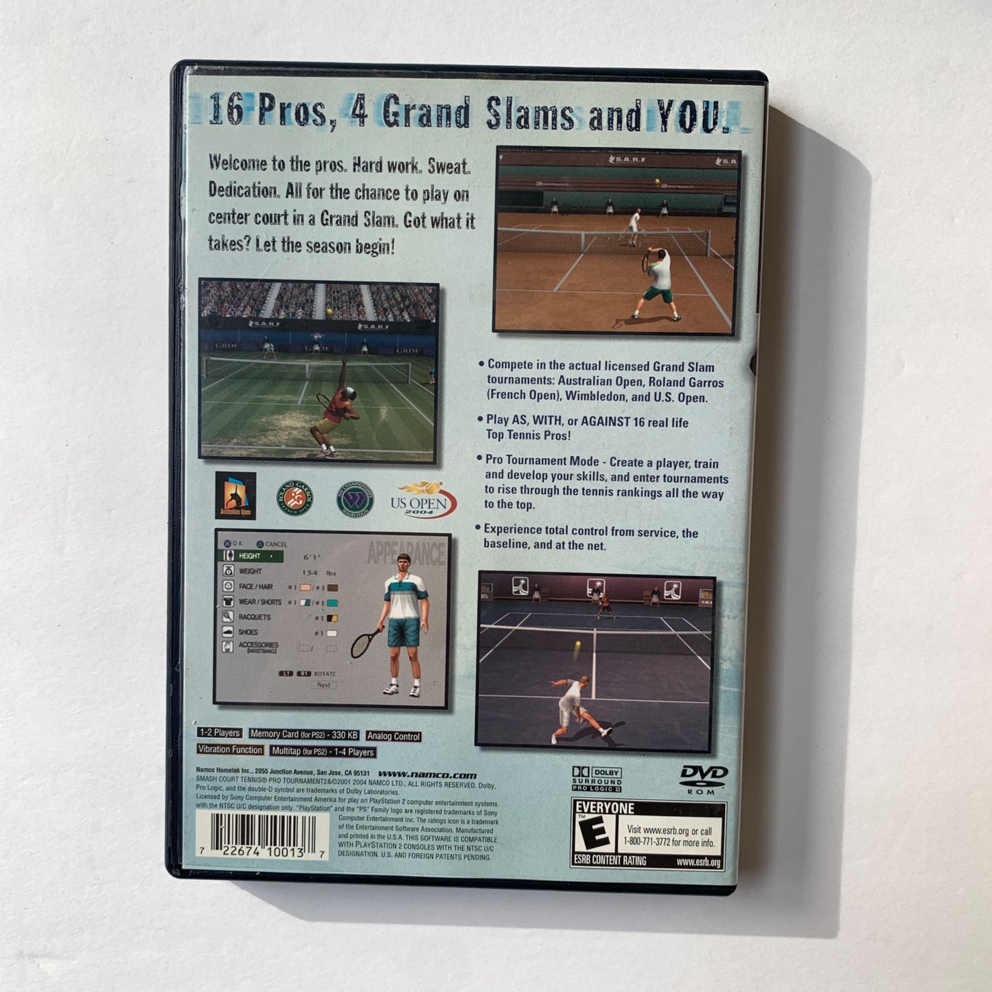PS2 PlayStation 2 Smash Court Tennis Pro Tournament Game Disc & Case