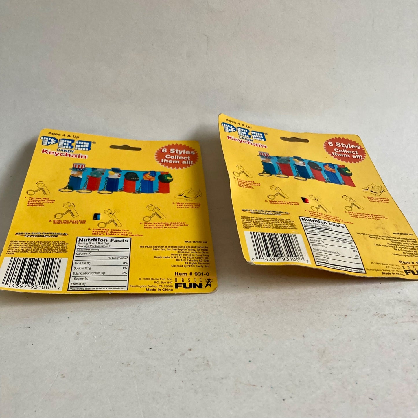 Lot 2 Pez Candy Keychains NEW On Cards Horse & Lion Dispensers