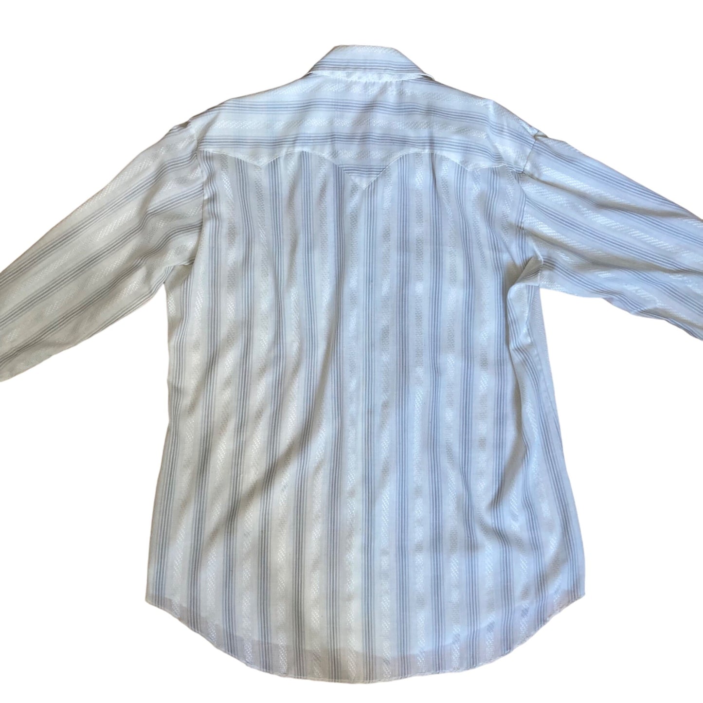 Vintage Pearl Snap Long-Sleeve Western Shirt White Silver Striped Men's