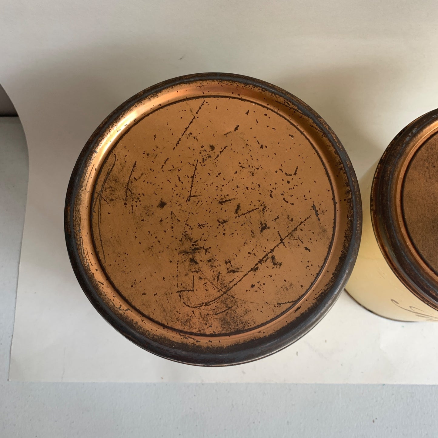 Vintage MCM Metal Decoware Flour and Sugar Canister Set