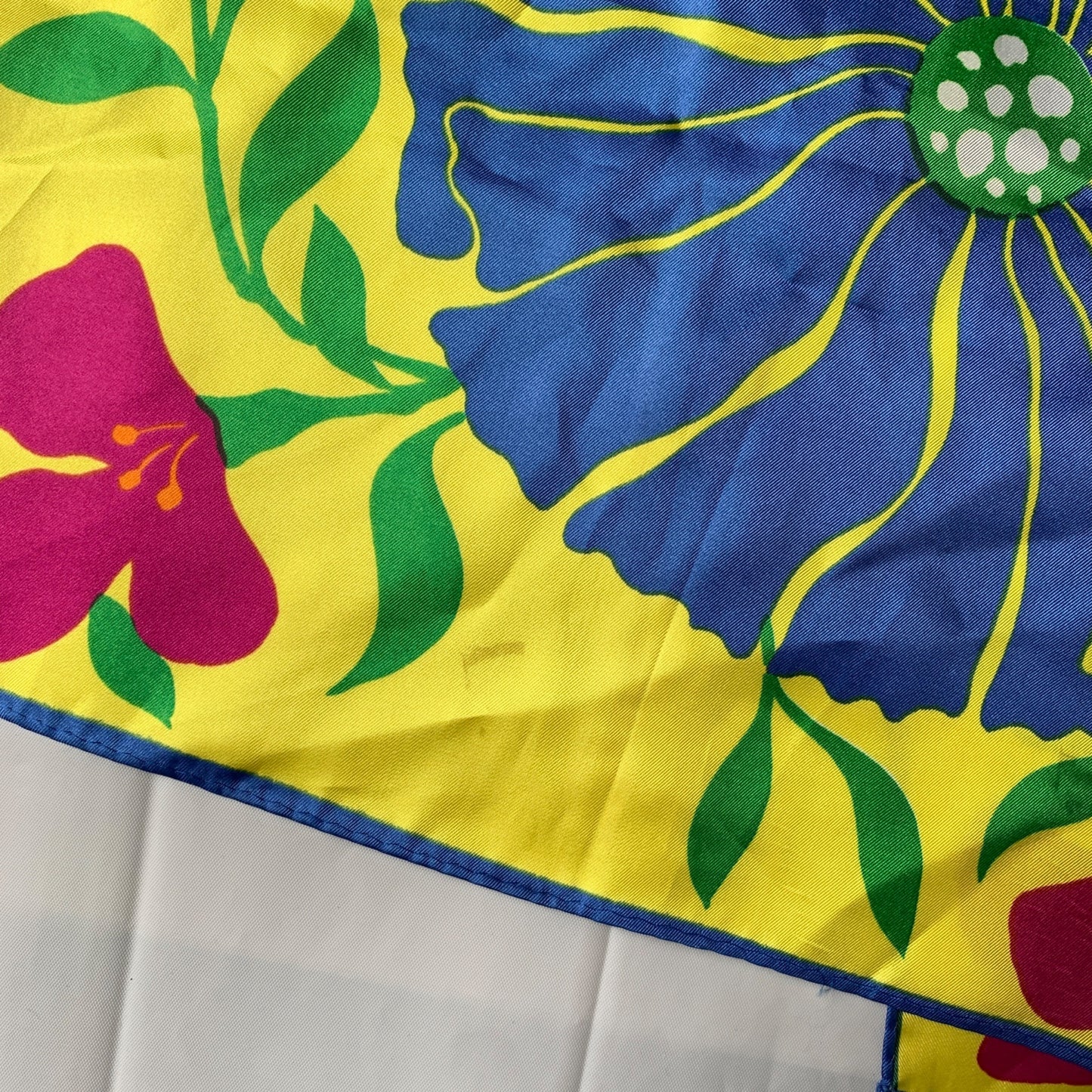 Vintage Bright Yellow Floral Scarf Long