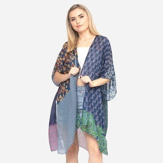 NEW Women's Lightweight Geometric Print Kimono