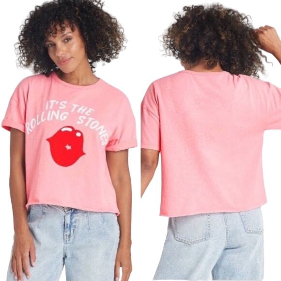 New Rolling Stones Lips Pink Short Sleeve Tee