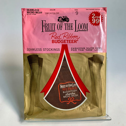 Fruit of the Loom Red Ribbon Budgetter Seamless Micro Mesh Stockings Vintage 9