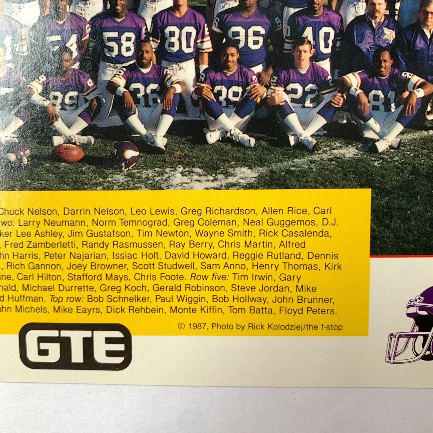 1987 Minnesota Vikings Team Photo Photograph 8 x 10