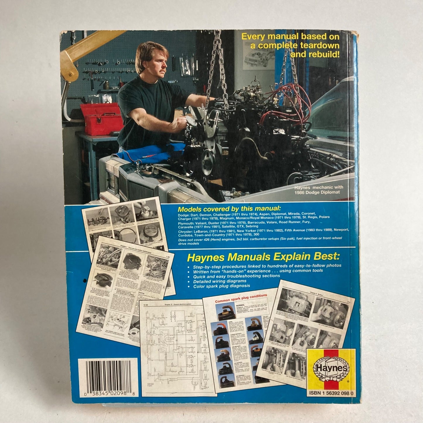 Haynes 1971-1989 Dodge Plymouth Chrysler Repair Manual #30050 Rear Wheel Drive